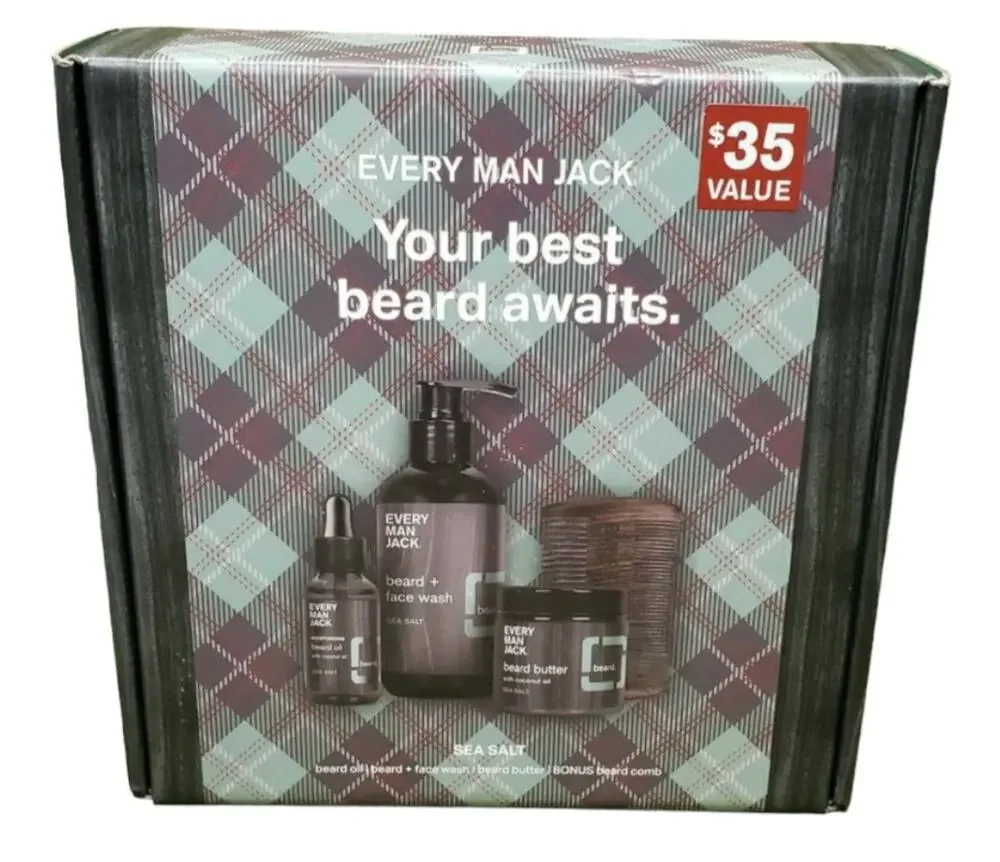 Every Man Jack Mens Sea Salt Beard Kit Including 4 Grooming Essentials